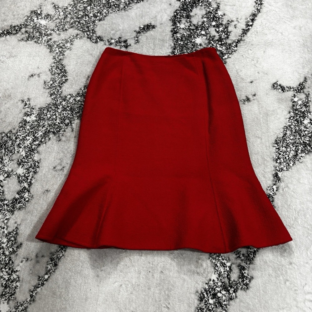 Carlisle Red Wool Blend Flared A-Line Skirt Womens Size 10 Lined Holiday